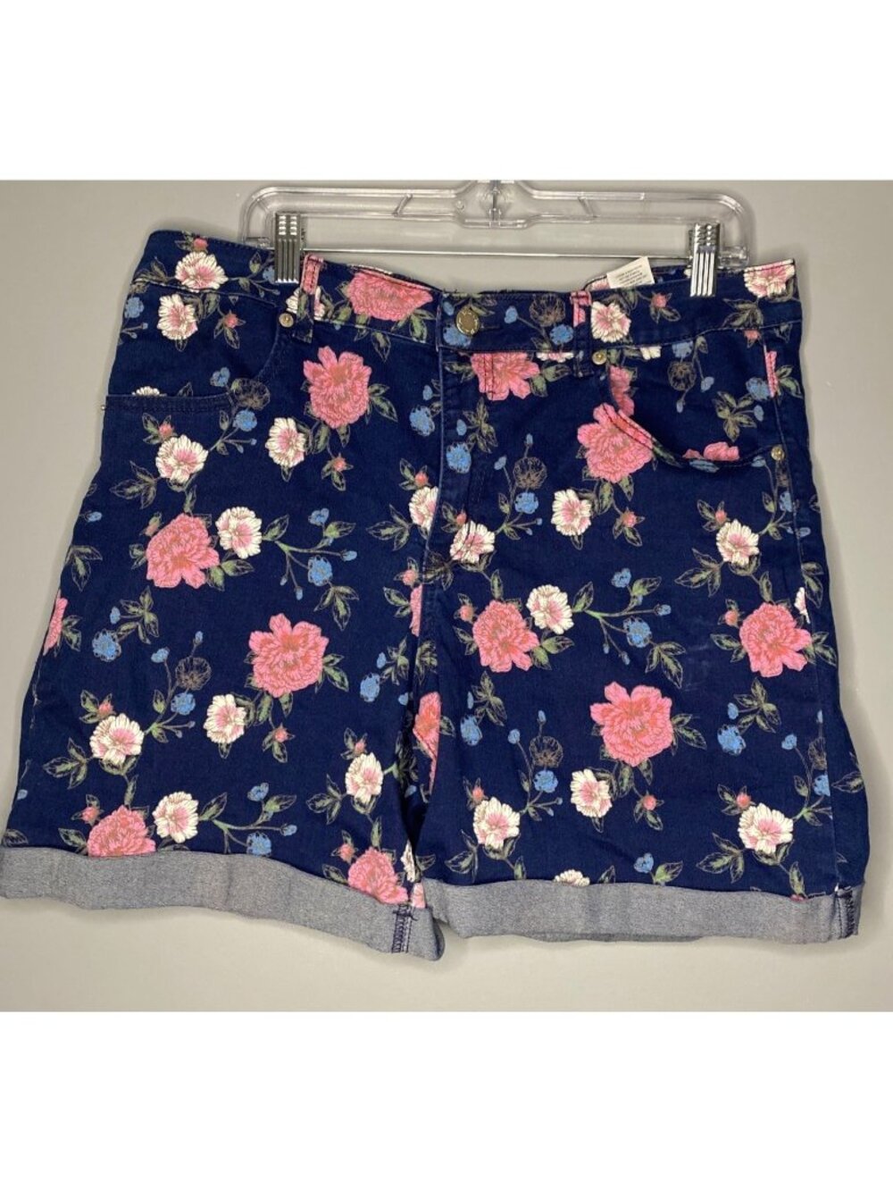 Copper Flash Floral Jean Shorts 16W Plus Size Denim High Rise Stretch Casual